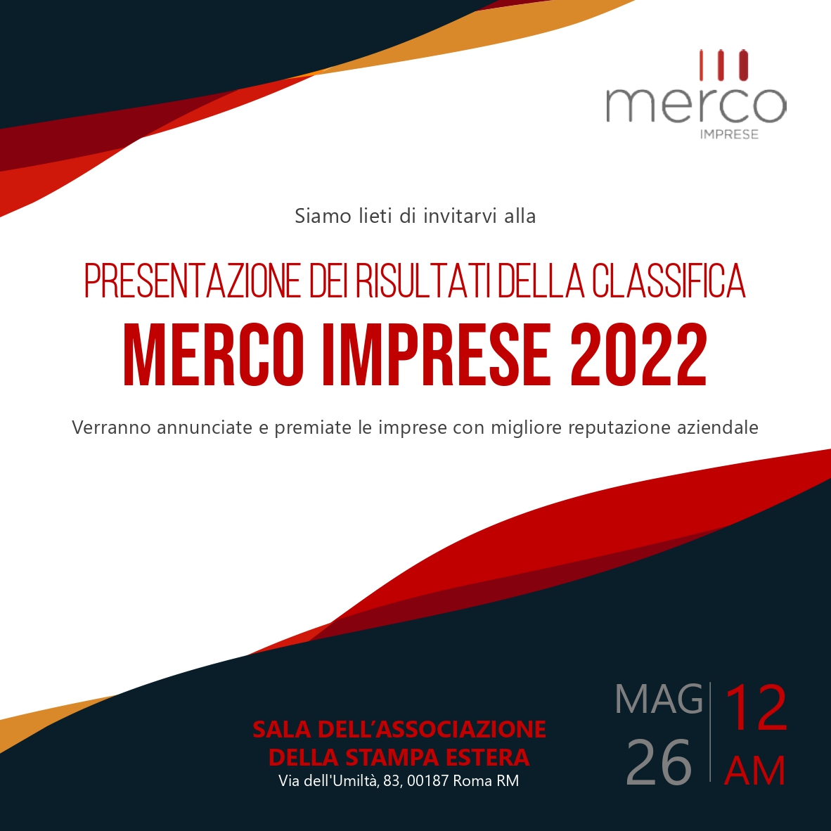 Evento di presentazione dei risultati della classifica "Merco Imprese 2022"